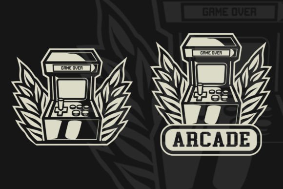 Arcade Game over Vintage Logo Graphics & Illustrations