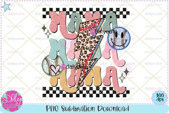 Baseball Mama Game Day Retro Sublimation Graphics & Illustrations