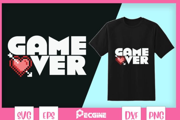 Game Over Valentine 8 Bit Pixel: Retro Graphics for Crafts & Branding