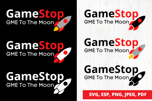 Game Stop GME to the Moon Graphics and Illustrations