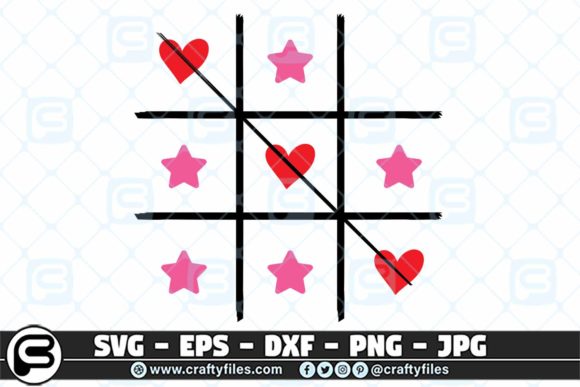 Game Toe Ox Graphics with Hearts and Stars for Crafts