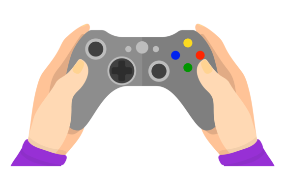 Hands Hold Gamepad: Gaming Illustrations and Graphics