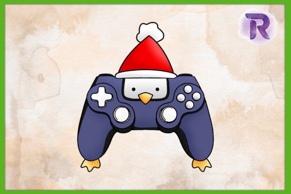 Penguin Game Controller Christmas PNG Graphics for Crafts