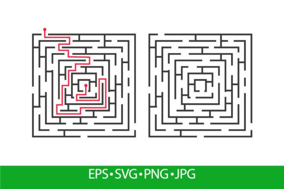 Square Labyrinth Game with Solution: Graphic Templates